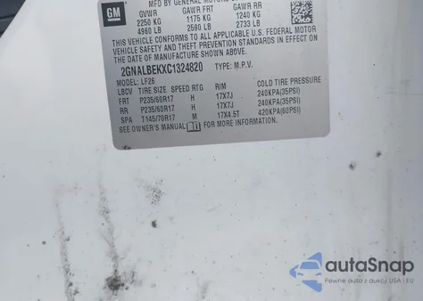 2012 Chevrolet Equinox Ls из США, поврежденный, VIN 2GNALBEKXC1324820